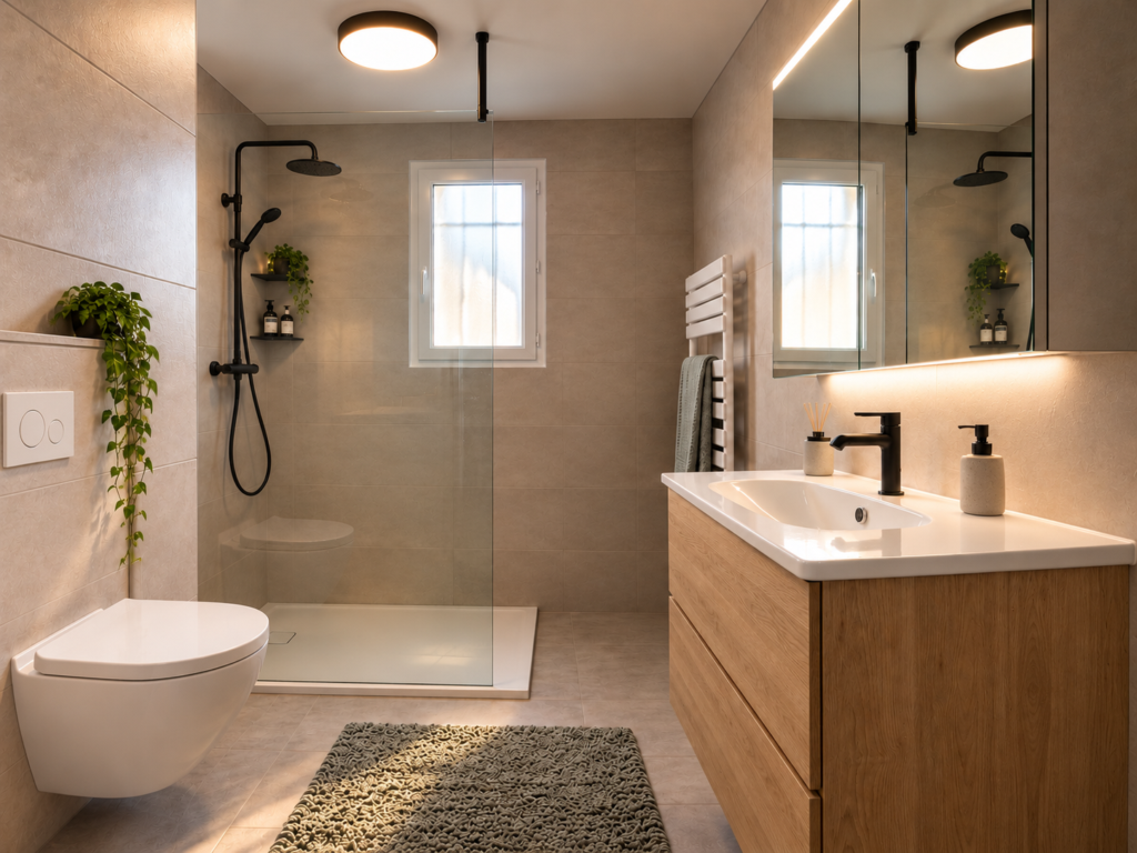 Rénovation complète d’une salle d’eau à L’Hôpital-le-Grand : modernité et optimisation de l’espace